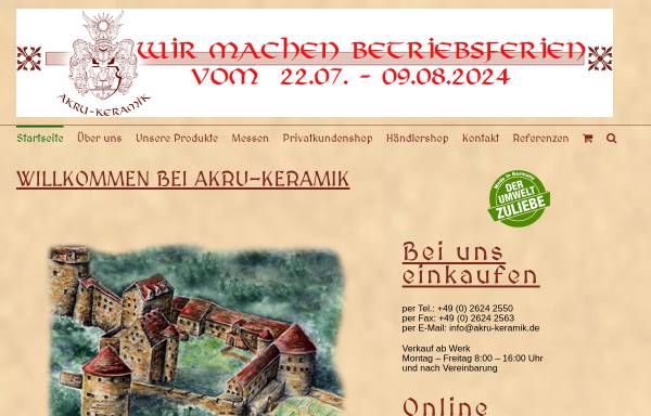 Vorschau von www.akru-keramik.de, AKRU Keramik GmbH