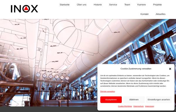 Vorschau von www.inox-gruppe.de, INOX Gesellschaft für Rohrsysteme und Feinblechsonderbau mbH