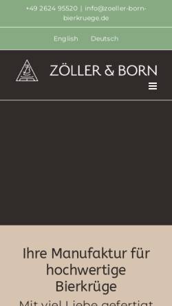 Vorschau der mobilen Webseite zoeller-born-bierkruege.de, Zöller & Born Keramik- und Feinsteinzeugfabrik GmbH
