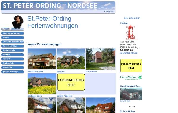 Vorschau von st.peter-ording-net.de, Appartementvermittlung Dehn
