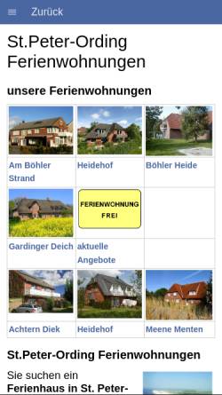 Vorschau der mobilen Webseite st.peter-ording-net.de, Appartementvermittlung Dehn