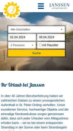 Vorschau der mobilen Webseite www.gegen-den-wind.de, Janssen-Appartements