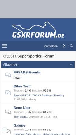 Vorschau der mobilen Webseite www.gsxr-freaks.info, GSX-R Freaks