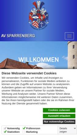 Vorschau der mobilen Webseite www.av-sparrenberg.de, Akademische Verbindung Sparrenberg im CV