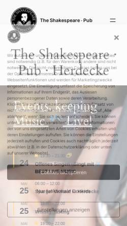 Vorschau der mobilen Webseite the-shakespeare.pub, Gaststätte 
