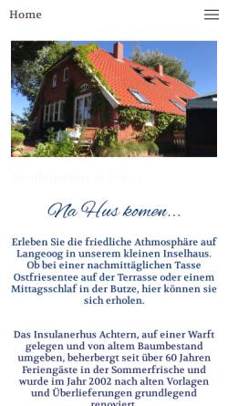 Vorschau der mobilen Webseite www.insulanerhaus-achtern.de, Insulanerhaus Achtern