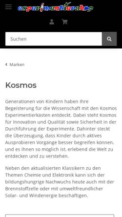Vorschau der mobilen Webseite www.kosmos-shop.de, Kosmos-Shop, Stefan Rauscher