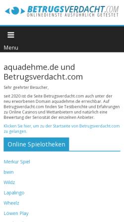 Vorschau der mobilen Webseite aquadehme.de, Aquarienverein und Terrarienverein Dehme e.V. 1977