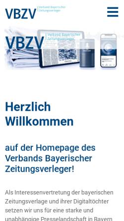 Vorschau der mobilen Webseite www.vbzv.de, Verband Bayerischer Zeitungsverleger e.V. (VBZV)