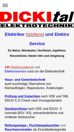 Vorschau der mobilen Webseite www.dickital.de, Dickital Elektrotechnik