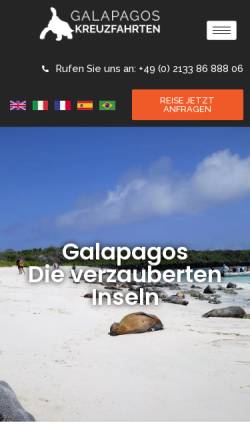 Vorschau der mobilen Webseite www.galapagoskreuzfahrten.eu, Galapagos Kreuzfahrten