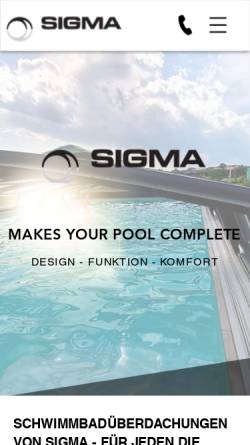 Vorschau der mobilen Webseite www.sigma-gmbh.at, Sigma Schwimmbadüberdachungen GmbH