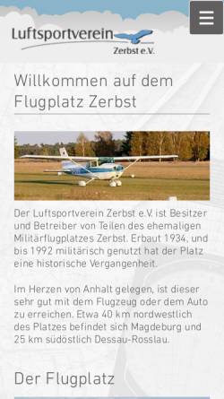Vorschau der mobilen Webseite luftsportverein-zerbst.de, Luftsportverein Zerbst e.V.