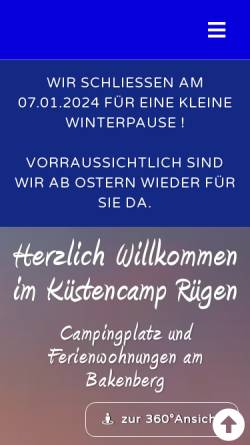 Vorschau der mobilen Webseite kuestencamp-ruegen.de, Campingplatz Küstencamp