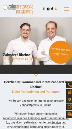 Vorschau der mobilen Webseite www.schmitz-zahnarzt.de, Zahnarztpraxis Dr. Schmitz
