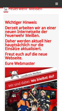 Vorschau der mobilen Webseite www.feuerwehr-meissen.de, Freiwillige Feuerwehr Meißen