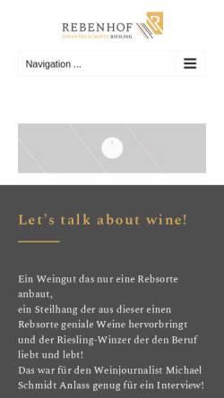 Vorschau der mobilen Webseite www.rebenhof-schmitz.de, Weingut und Gästehaus Rebenhof