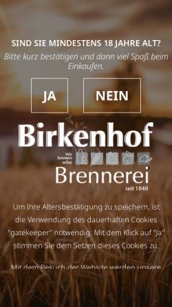 Vorschau der mobilen Webseite www.birkenhof-brennerei.de, Birkenhof Brennerei