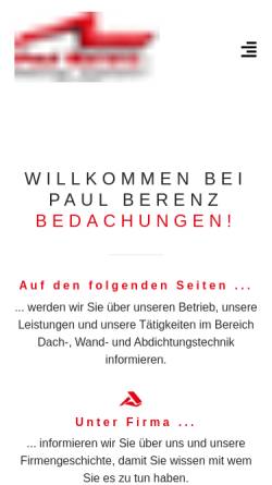 Vorschau der mobilen Webseite paul-berenz.de, Paul Berenz Bedachungen GmbH