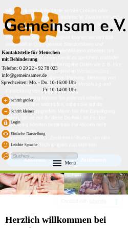 Vorschau der mobilen Webseite www.gemeinsamev.de, Gemeinsam e.V - Sönnern