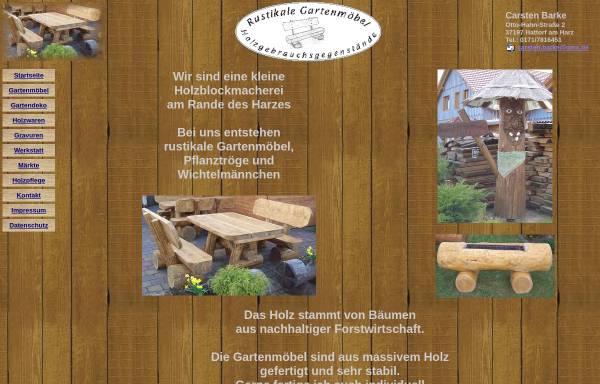 Vorschau von www.rustikalegartenmoebel.com, Rustikale Gartenmöbel und Holzgebrauchsgegenstände - Carsten Barke