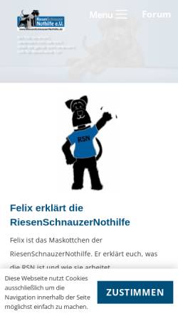 Vorschau der mobilen Webseite www.riesenschnauzernothilfe.de, RiesenSchnauzerNothilfe e. V.