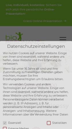 Vorschau der mobilen Webseite www.bioresonanz-3000.de, Karlheinz & Birgit Sauer GbR