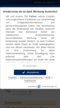 Vorschau der mobilen Webseite www.streakrunner.de, Streak Running Forum