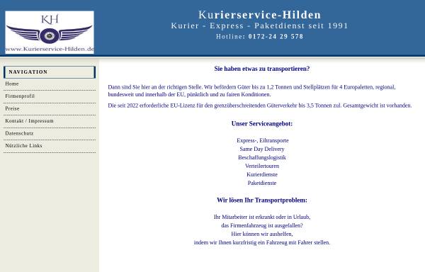 Vorschau von www.kurierservice-hilden.de, Kurierservice Hilden