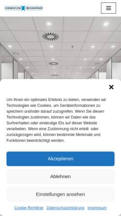 Vorschau der mobilen Webseite www.chemnitzer-trennwaende.eu, Chemnitzer Trennwände GmbH & Co.KG