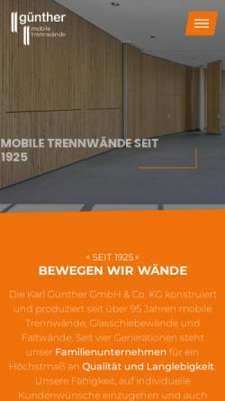 Vorschau der mobilen Webseite www.karlguenther.de, Karl Günther GmbH & Co KG