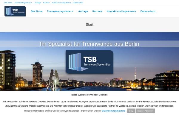 Vorschau von www.tsb-trennwandsystembau.de, Trennwandsystembau GmbH