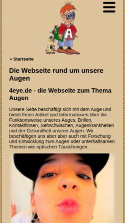 Vorschau der mobilen Webseite www.4eye.de, Rund um die menschlichen Augen