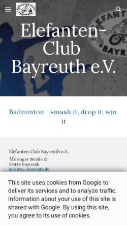 Vorschau der mobilen Webseite www.ec-bayreuth.de, Elefenten-Club e. V.