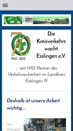 Vorschau der mobilen Webseite www.kvw-esslingen.de, Kreisverkehrswacht Esslingen e.V.