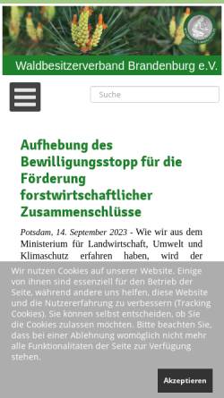 Vorschau der mobilen Webseite www.waldbesitzerverband-brandenburg.de, Waldbesitzerverband-Brandenburg e.V.