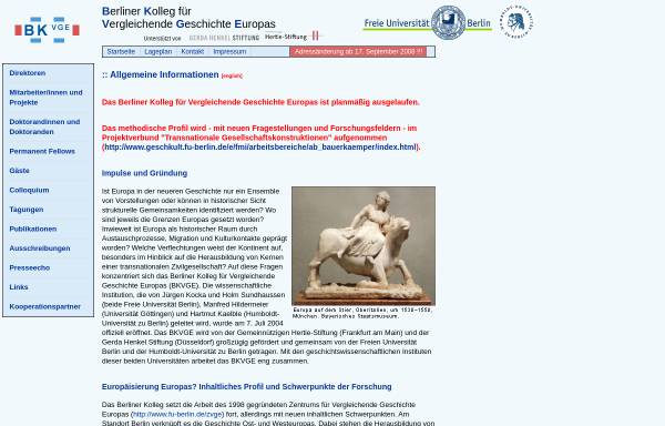 Vorschau von web.fu-berlin.de, Berliner Kolleg für Vergleichende Geschichte Europas (BKVGE)