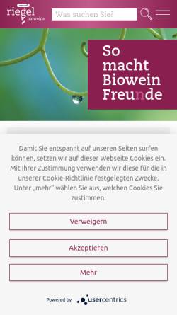 Vorschau der mobilen Webseite www.riegel.de, Peter Riegel Weinimport GmbH