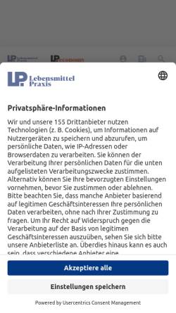 Vorschau der mobilen Webseite www.lebensmittelpraxis.de, Lebensmittel PraxisVerlag Neuwied GmbH
