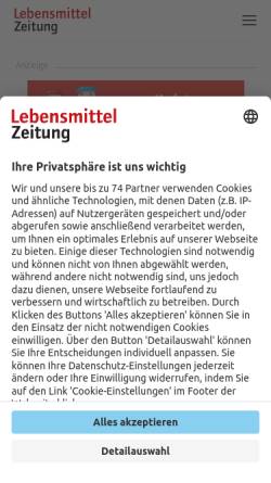 Vorschau der mobilen Webseite www.lebensmittelzeitung.net, Lebensmittel Zeitung