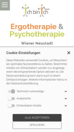 Vorschau der mobilen Webseite www.praxis-ichbinich.at, Praxis IchbinIch - Ergotherapie und Psychotherapie - Helga Sos
