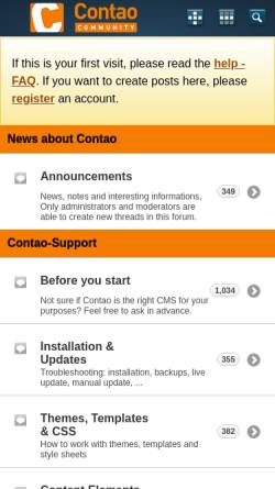 Vorschau der mobilen Webseite www.contao-community.de, Contao Community