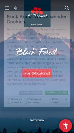 Vorschau der mobilen Webseite www.schwarzwald-tourismus.info, Schwarzwald Tourismusverband
