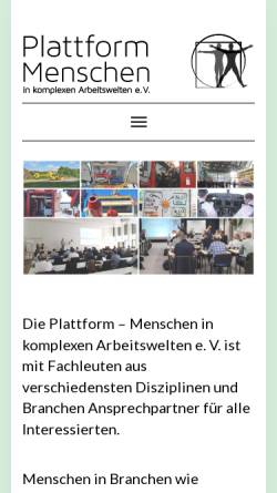 Vorschau der mobilen Webseite www.plattform-ev.de, Plattform Menschen in komplexen Arbeitswelten e.V.