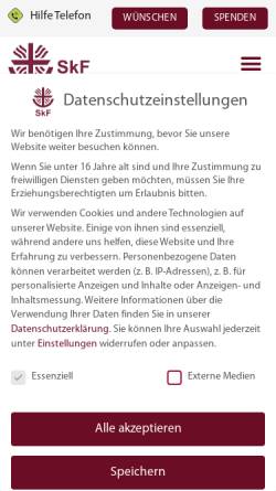 Vorschau der mobilen Webseite www.skf-paderborn.de, Schule Haus Widey