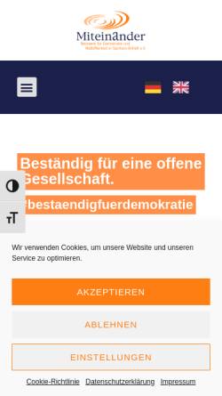 Vorschau der mobilen Webseite www.miteinander-ev.de, Miteinander e.V. - Netzwerk für Demokratie und Weltoffenheit in Sachsen-Anhalt