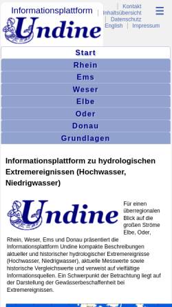 Vorschau der mobilen Webseite undine.bafg.de, Informationsplattform Undine: hydrologische Extreme
