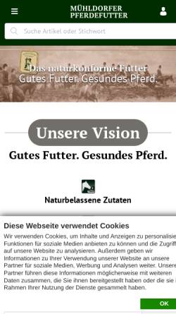 Vorschau der mobilen Webseite www.muehldorfer-pferdefutter.de, Mühldorfer Pferdefutter, Klaus Mittermeier