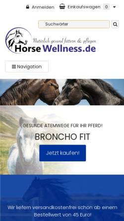 Vorschau der mobilen Webseite horsewellness.de, Pharmazeutische Fabrik Lengerich