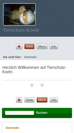 Vorschau der mobilen Webseite www.tierschutz-koeln.de, Tierschutz Köln